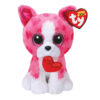 Ty Beanie Boos Χνουδωτός Σκύλος Ροζ Άσπρο με Καρδιά