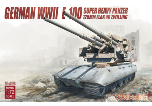 German WWII E-100 Super Heavy Panzer with 128mm FLAK 40 Zwilling Modelcollect UA72097