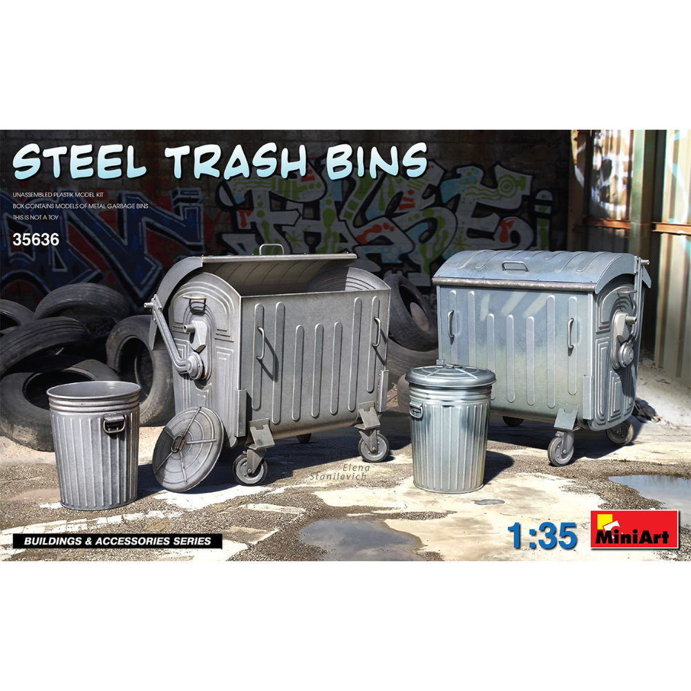 Steel Trash Bins 1:35